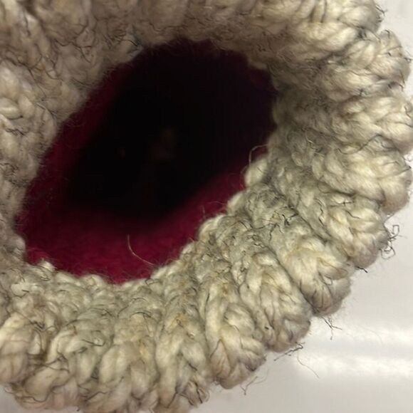 Homemade Wool and Acrylic Knitted Cranberry and Wheat Winter Hat- Infant/XSmall - Picture 5 of 8